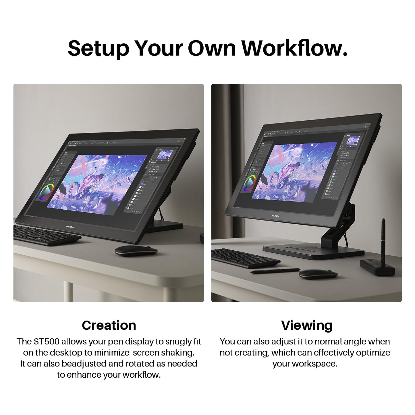 HUION KAMVAS Pro 27 4K UHD Drawing Tablet with Screen Bundle with HUION Monitor Stand ST500